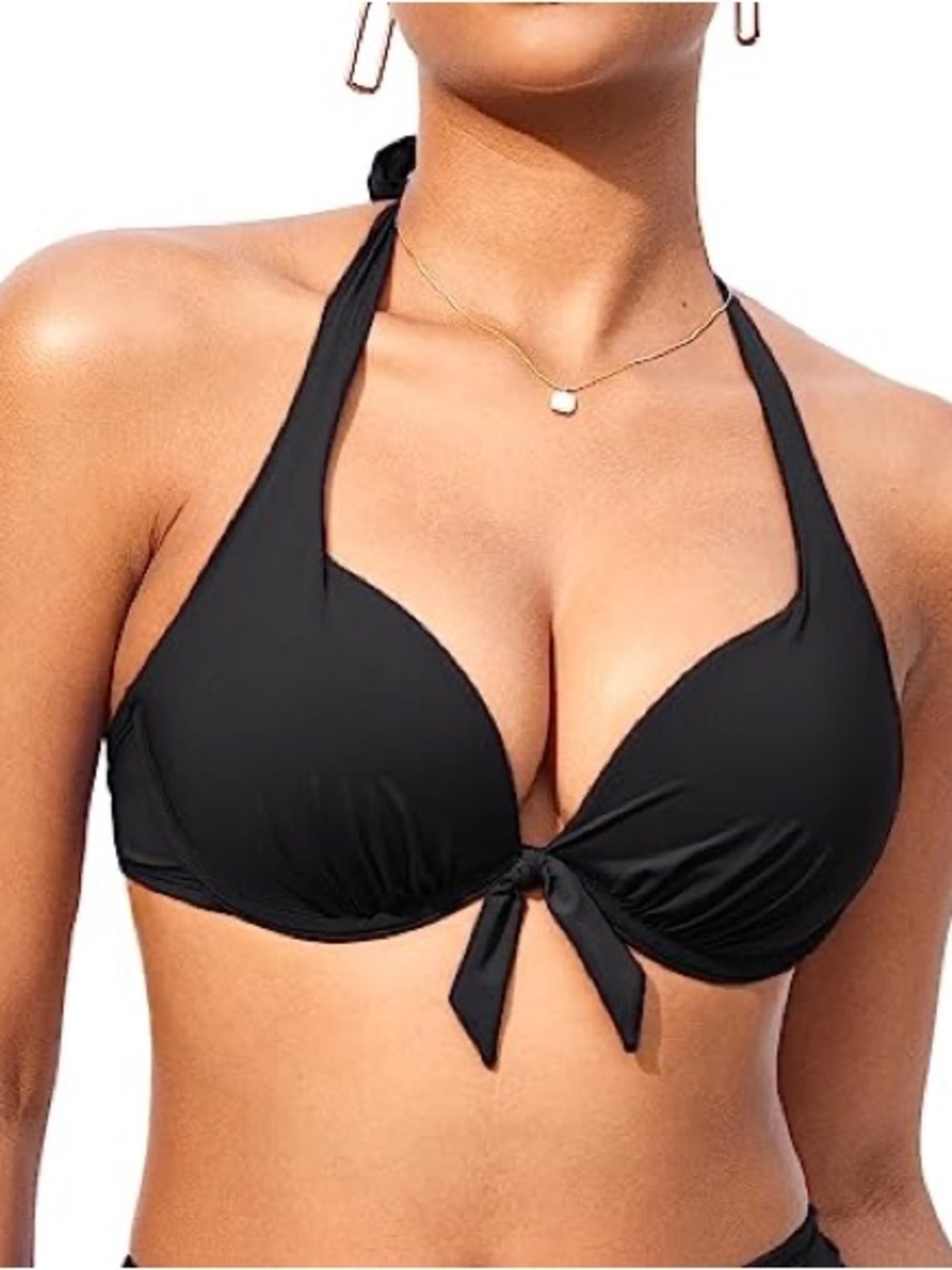 Black Halter Push-Up Bikini Set - Women Swim